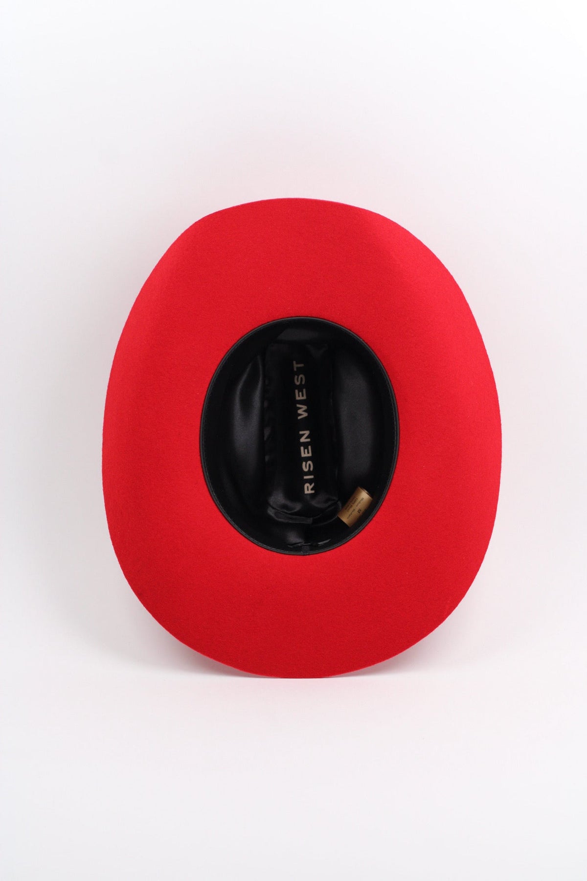 Red merino wool cattleman cowboy hat with a curved brim, view 4