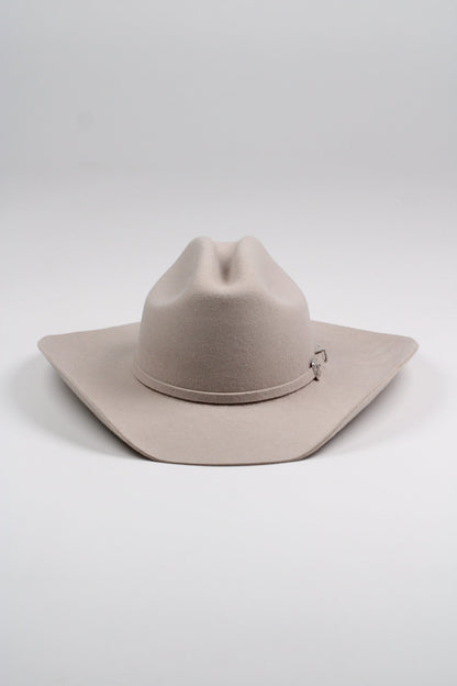 Desert sand merino wool cattleman cowboy hat with a curved brim, view 3