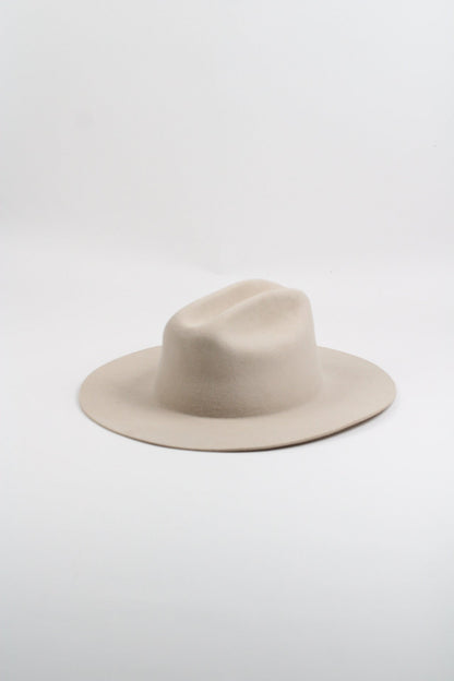 Ivory merino wool felt cattleman hat with a flat, lifted brim, view 3