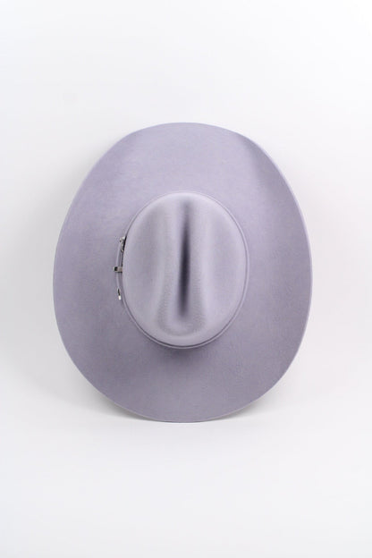 Ice gray merino wool cattleman cowboy hat with a curved brim, view 4