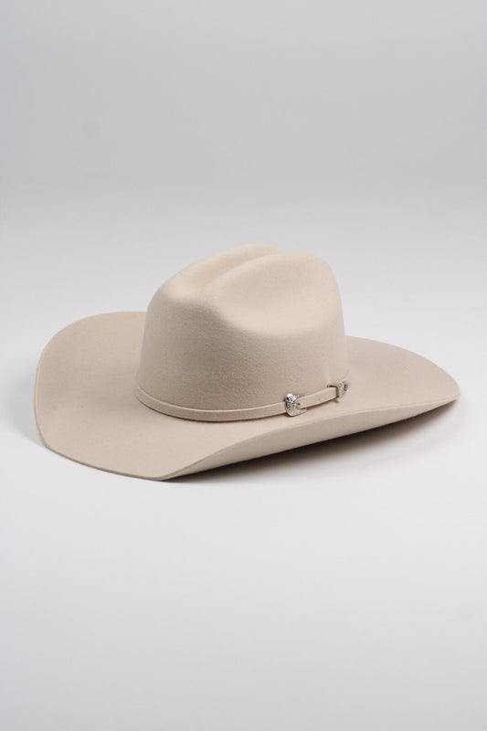 Cream merino wool cattleman cowboy hat with a curved brim