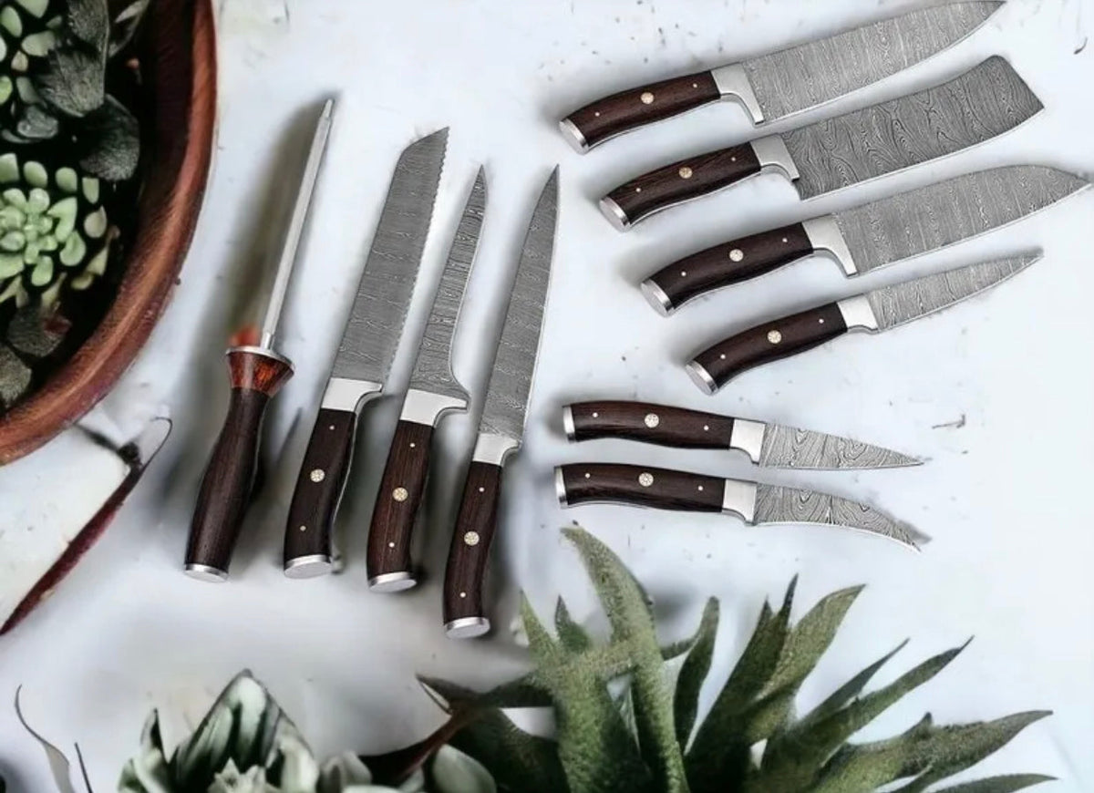 Best Knife Sets for Kitchen – 8" Handmade Damascus Steel Chef Knife with Rosewood Handle