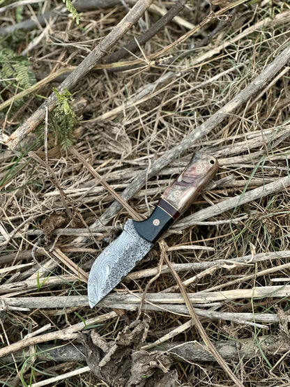 The Sheep Horn Damascus Hunting Knife | Texan Knives