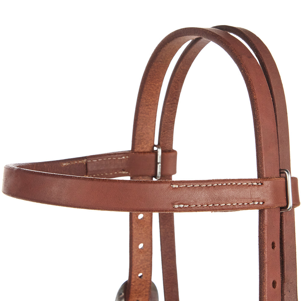 Double Buckle Harness Leather Browband Headstall, view 2