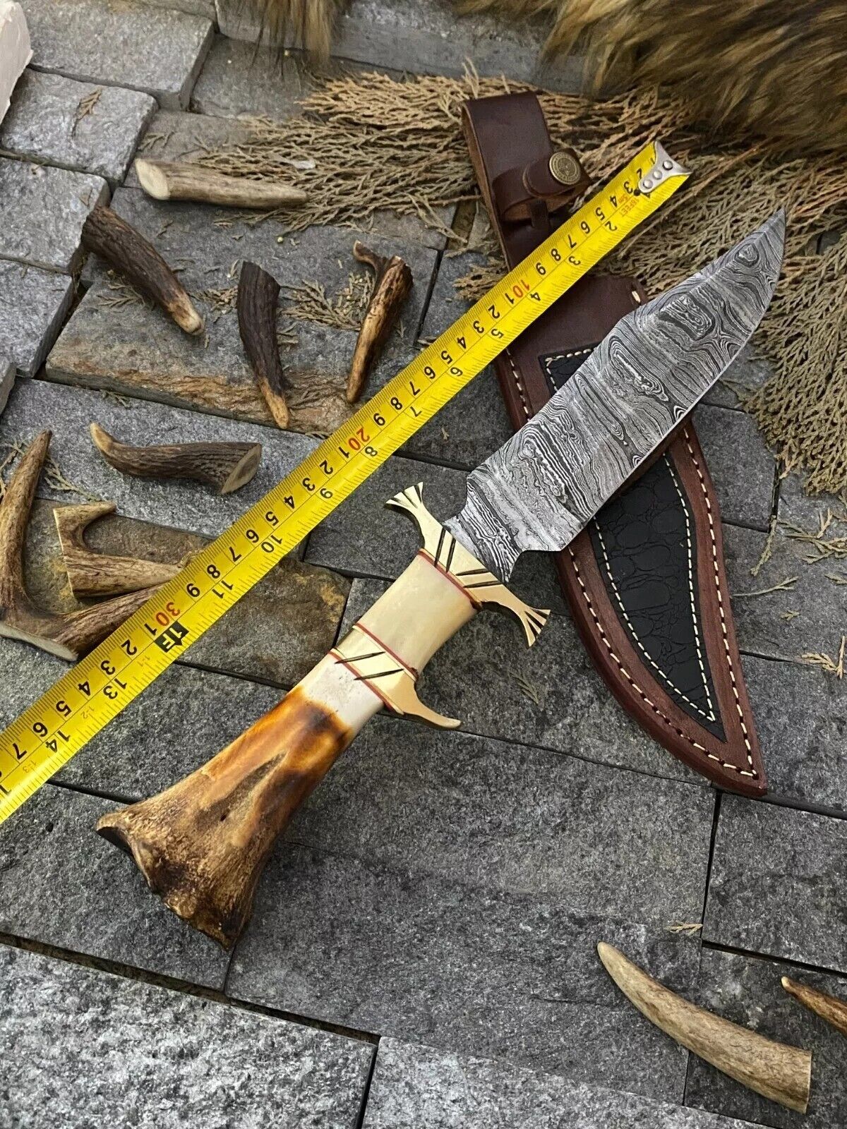 The Polished Bone Brass Guard Bowie | Texan Knives