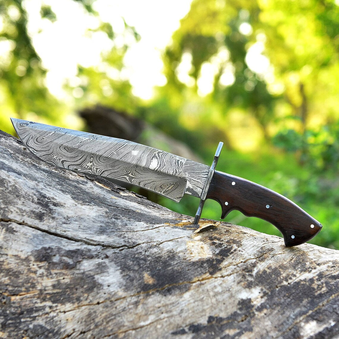 The 13-Inch Rosewood Damascus Bowie | Texan Knives