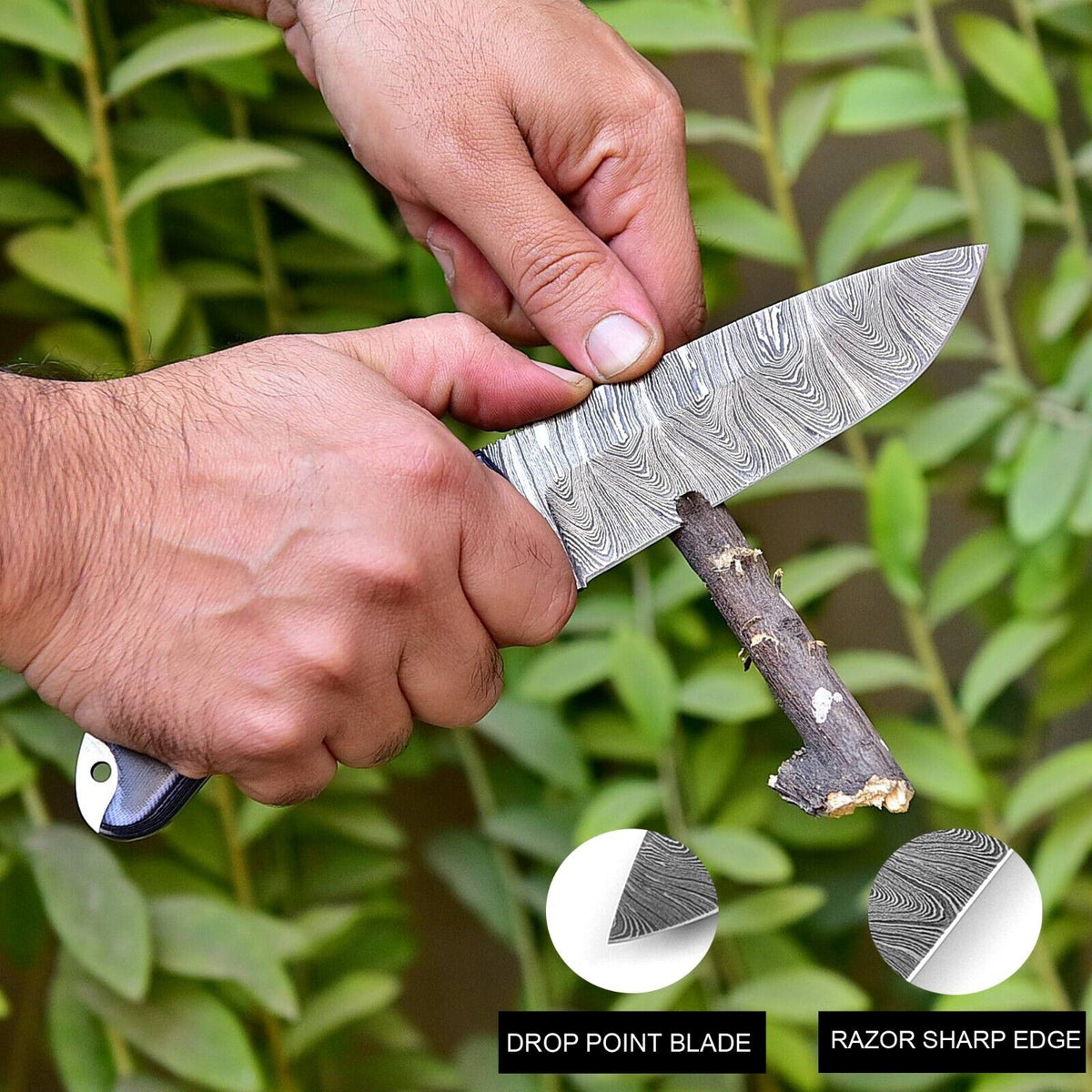 The G10 Handle Damascus Hunting Knife | Texan Knives