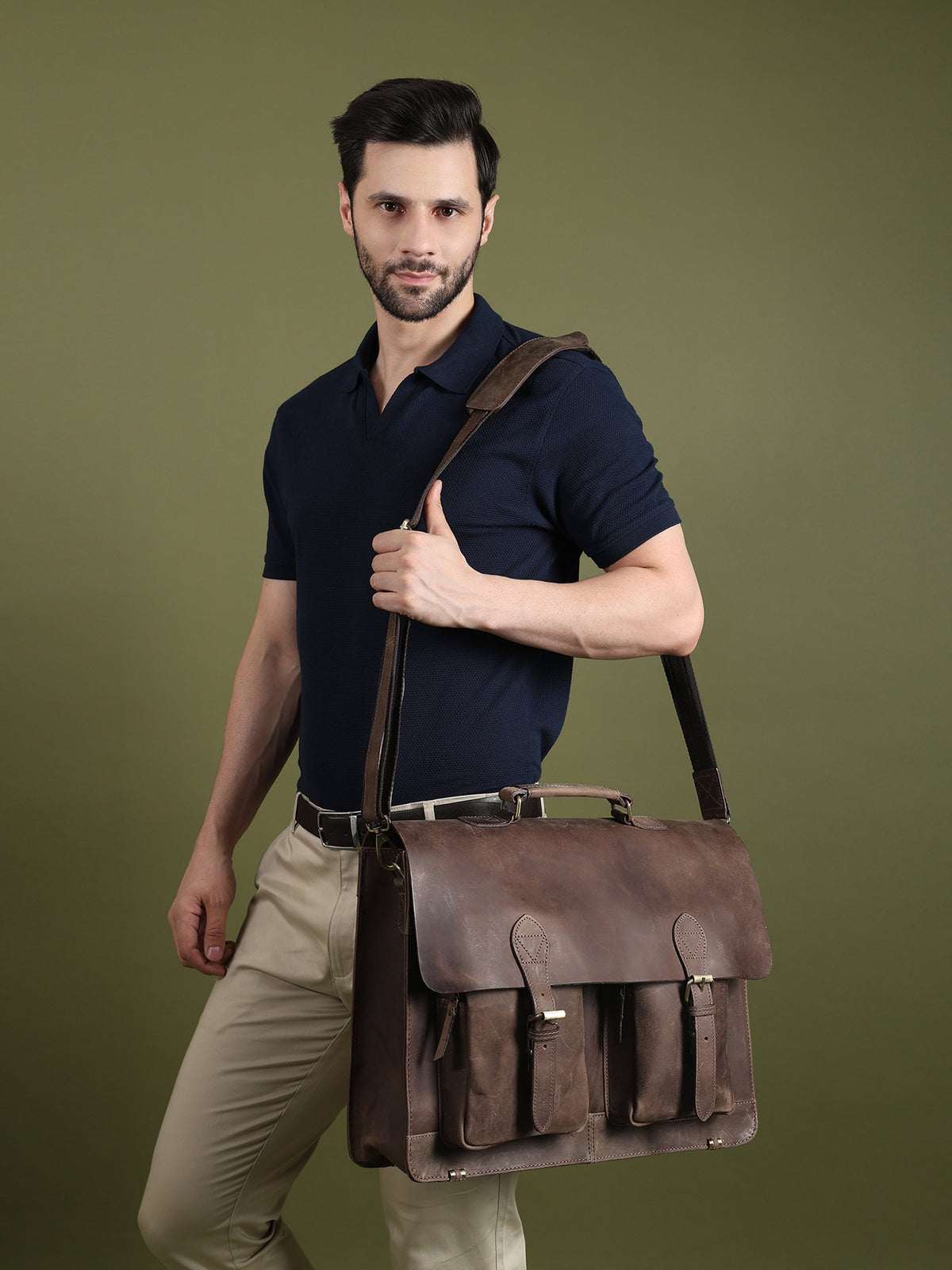 Vintage Brown Buffalo Messenger by Classy Leather Bags, view 3