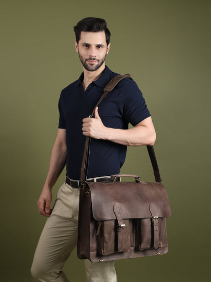 Vintage Brown Buffalo Messenger by Classy Leather Bags, view 3