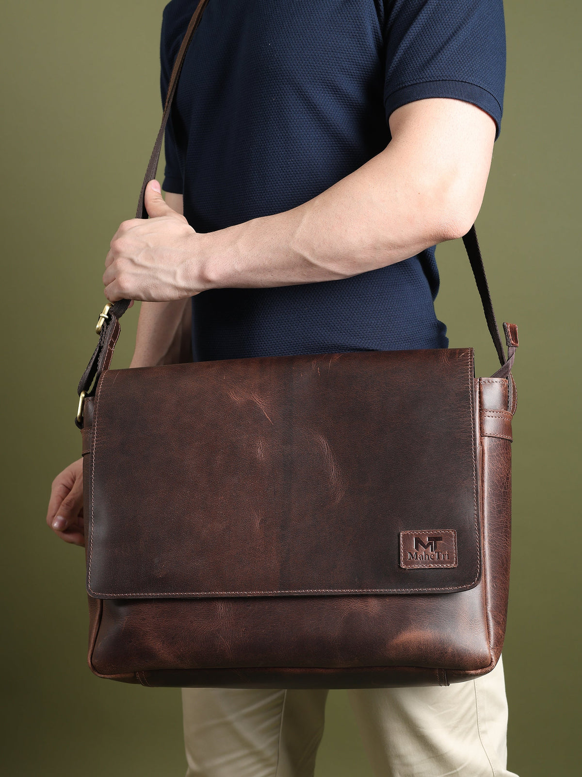 Sitka Leather Laptop Messenger by Classy Leather Bags, view 3