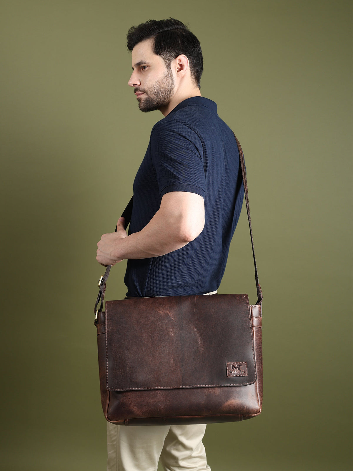 Sitka Leather Laptop Messenger by Classy Leather Bags, view 4