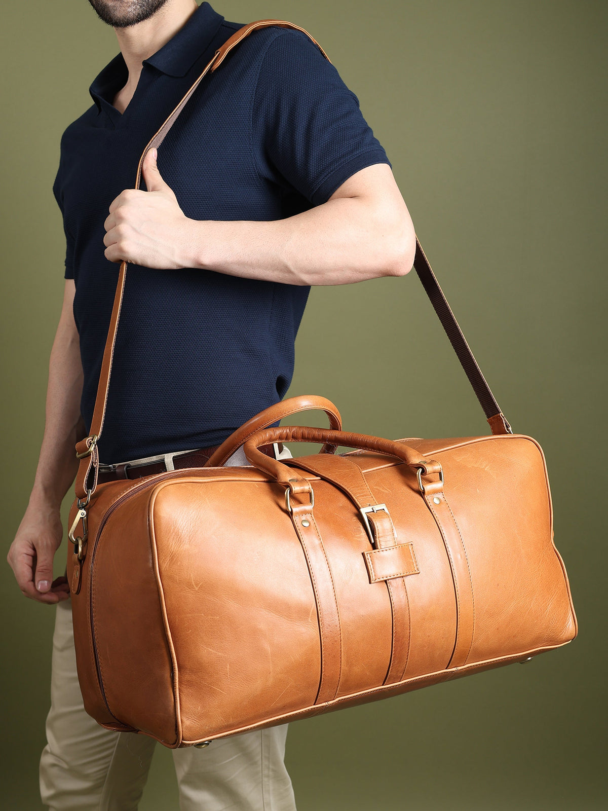 Port Blair Tan Duffle by Classy Leather Bags