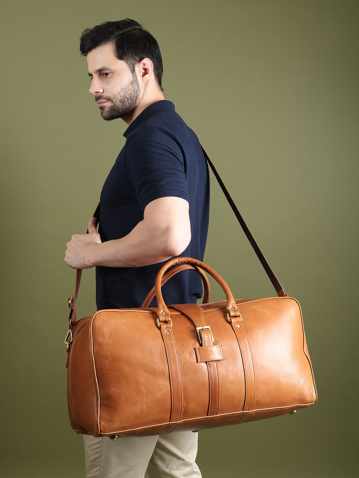 Port Blair Tan Duffle by Classy Leather Bags, view 2