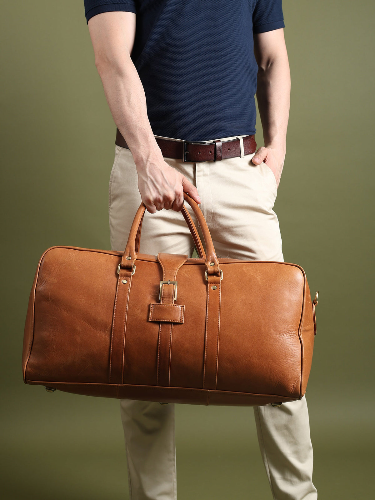 Port Blair Tan Duffle by Classy Leather Bags, view 5
