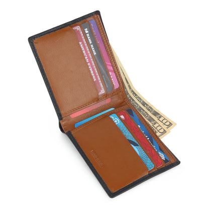 Yellow-Lined Black Wallet by Classy Leather Bags, view 3