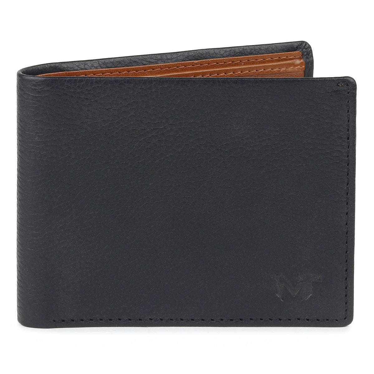 Yellow-Lined Black Wallet by Classy Leather Bags