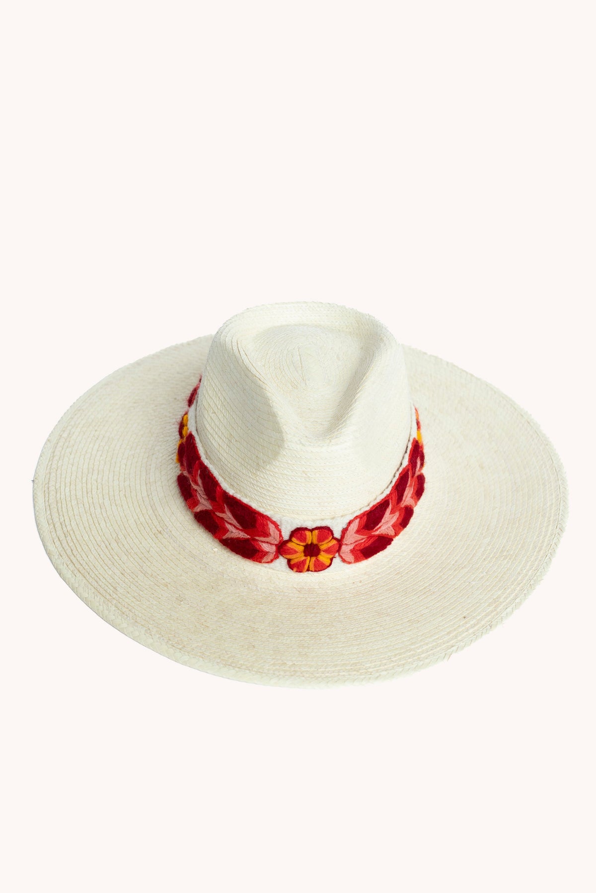 White palm leaf straw Western hat with a woven textile band, view 4