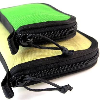 The Fire Hose Dopp Bag, green and yellow fire hose