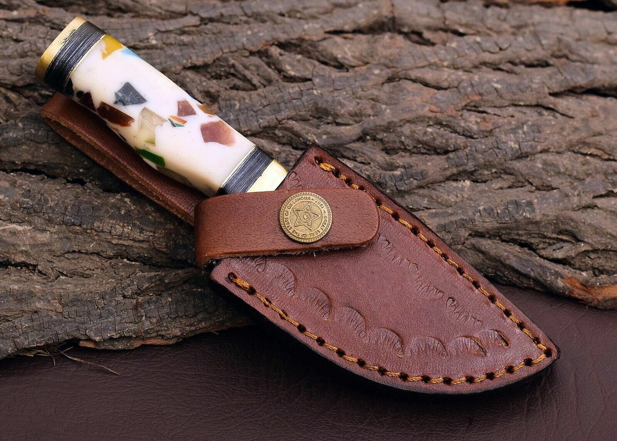 3-Inch Damascus Outdoor Knife, Pakkawood and Resin by Texan Knives, view 2