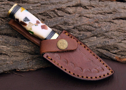 3-Inch Damascus Outdoor Knife, Pakkawood and Resin by Texan Knives, view 2
