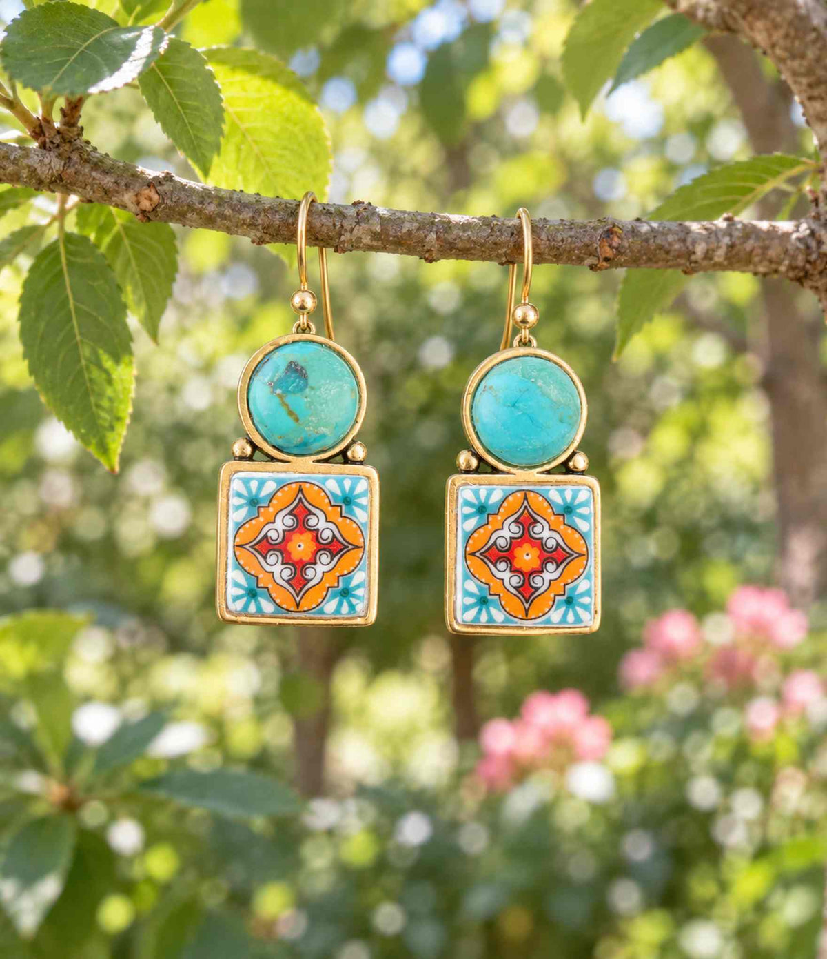 The Talavera Turquoise Drop Earrings, view 3