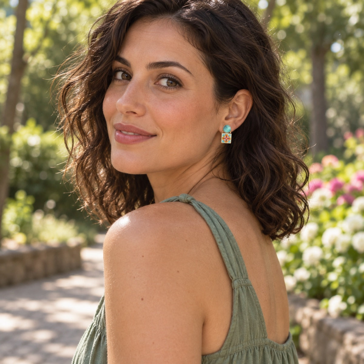 The Talavera Turquoise Drop Earrings, view 2