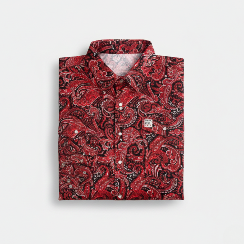 The Red Paisley FR Pearl Snap | WoahBros