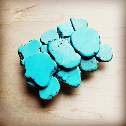 Large turquoise-tone slab western belt buckle, handmade