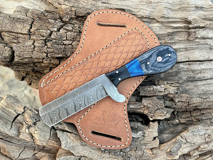 Custom Handmade Bull Cutter Knife – Damascus Steel 4" Blade | BBQ & Meat Knife