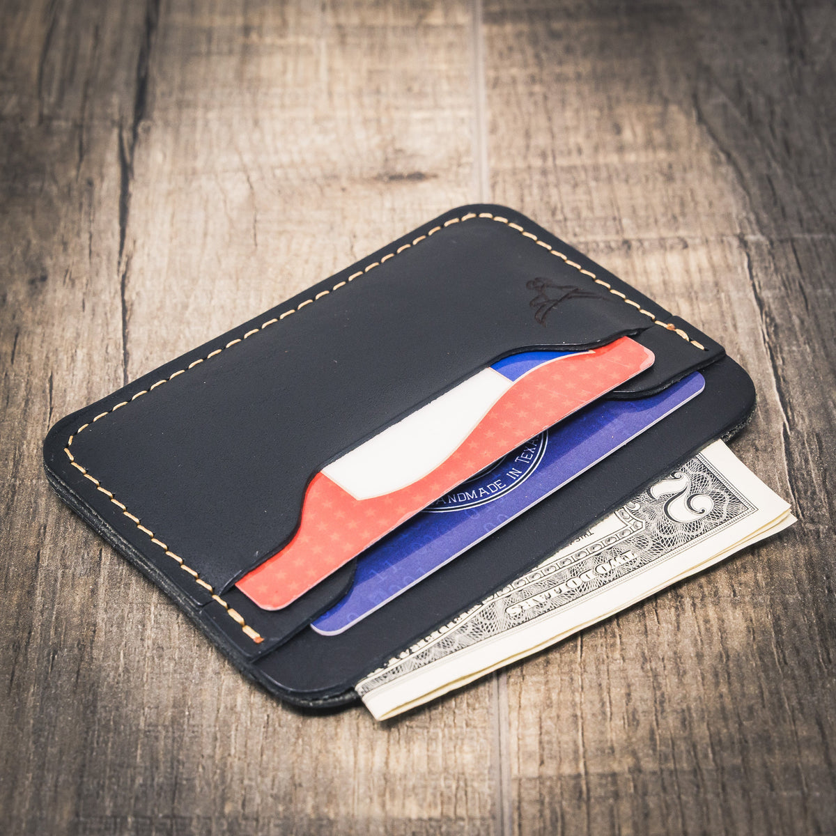 Pflugerville Card Wallet in Black by Bull Sheath Leather, view 2