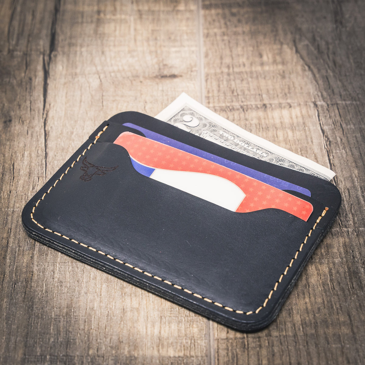 Pflugerville Card Wallet in Black by Bull Sheath Leather