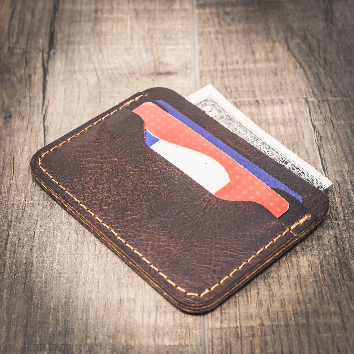 Pflugerville Card Wallet in Walnut Brown by Bull Sheath Leather