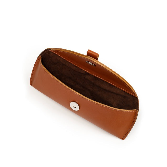 Push-Button Sunglass Case in Tan by Classy Leather Bags