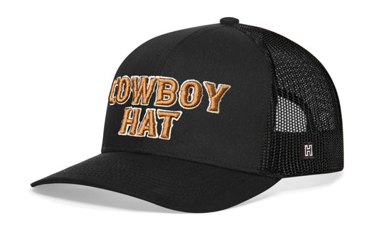 Cowboy Hat Embroidered Trucker, Black