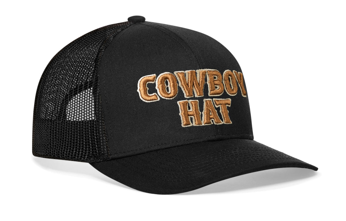 Cowboy Hat Embroidered Trucker, Black, view 2