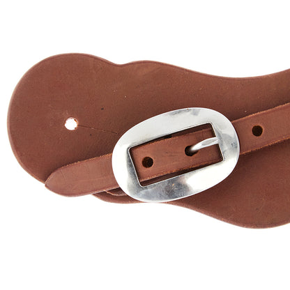 Oiled leather cowboy spur straps with stainless steel buckles, view 2
