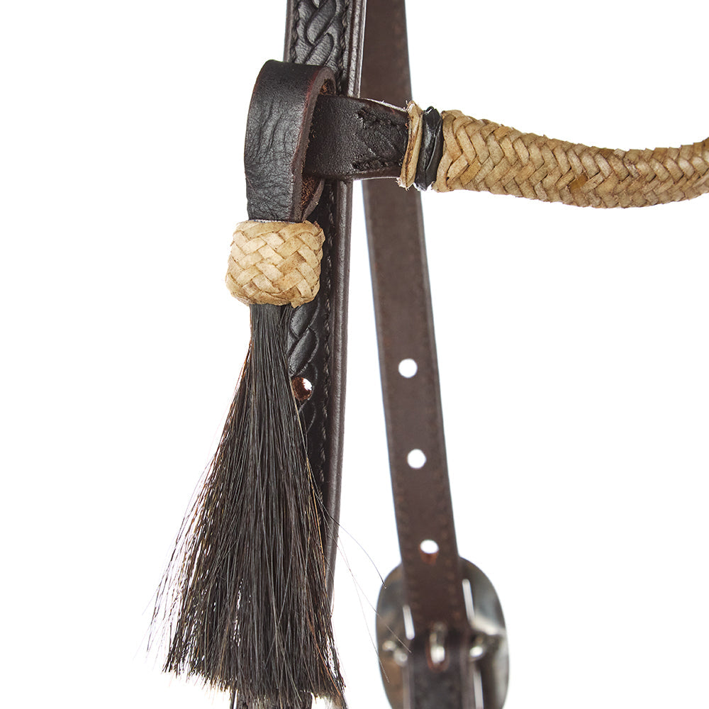 Shoo Fly Tassel Single Ear Headstall, Natural Rawhide, view 3