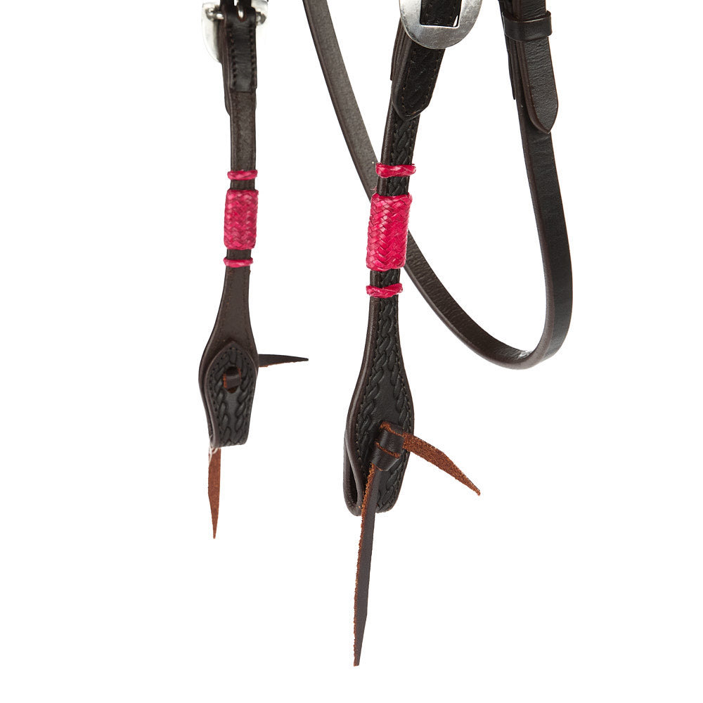 Hot Pink Rawhide Browband Headstall, view 7