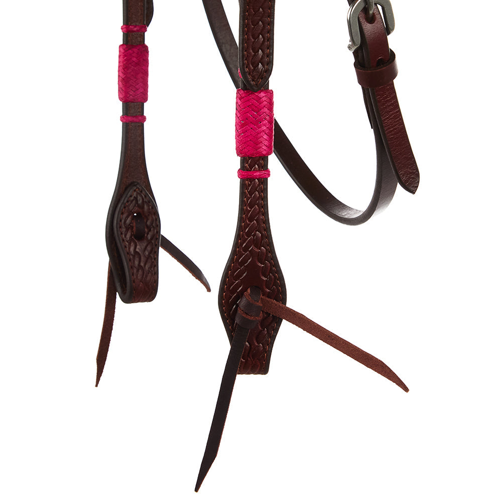 Hot Pink Rawhide Browband Headstall, view 4