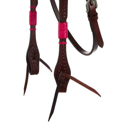 Hot Pink Rawhide Browband Headstall, view 4