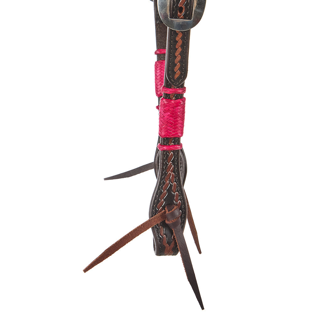 Hot Pink Rawhide Single Ear Headstall, view 5