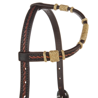 Rope-Tooled Single Ear Headstall, Natural Rawhide, view 2
