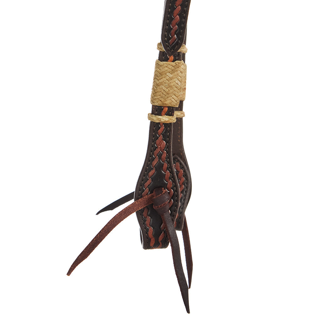 Rope-Tooled Single Ear Headstall, Natural Rawhide, view 4