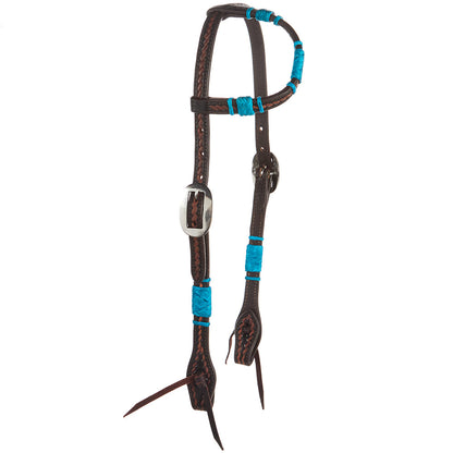 Turquoise Rawhide Single Ear Headstall, view 2