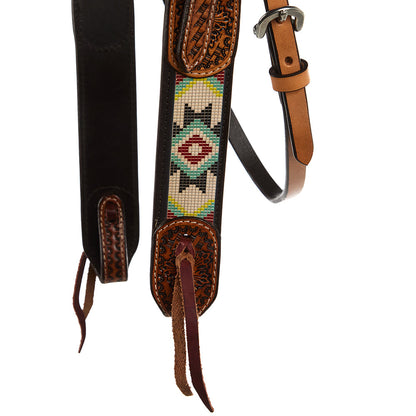 Turquoise and Rust Beadwork Headstall, view 4