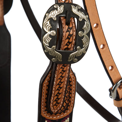 Burgundy and Cream Beadwork Headstall, view 4