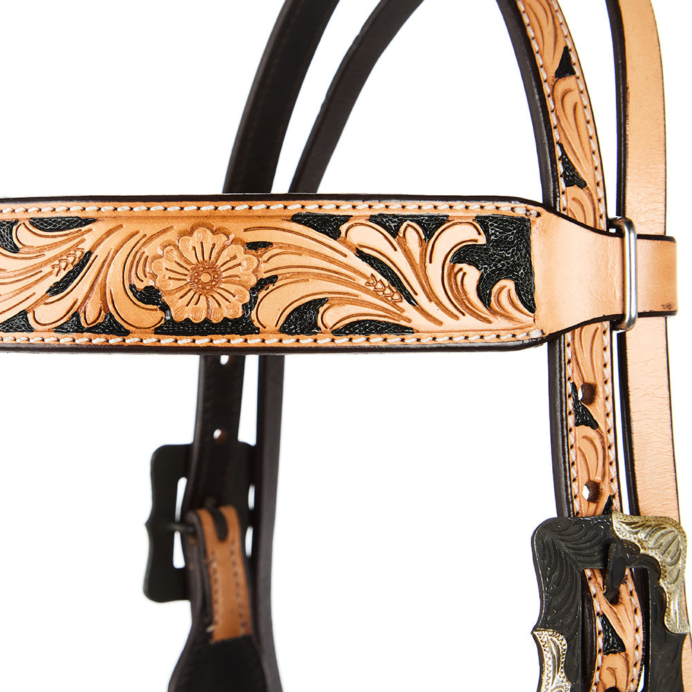 Natural Floral Browband Headstall, view 2