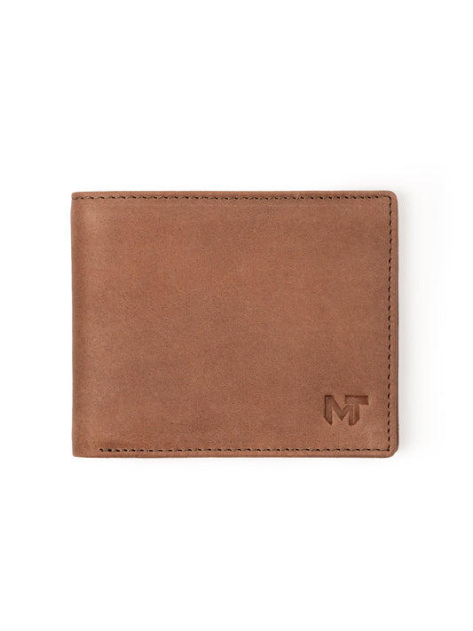 Matte tan brown leather slim wallet