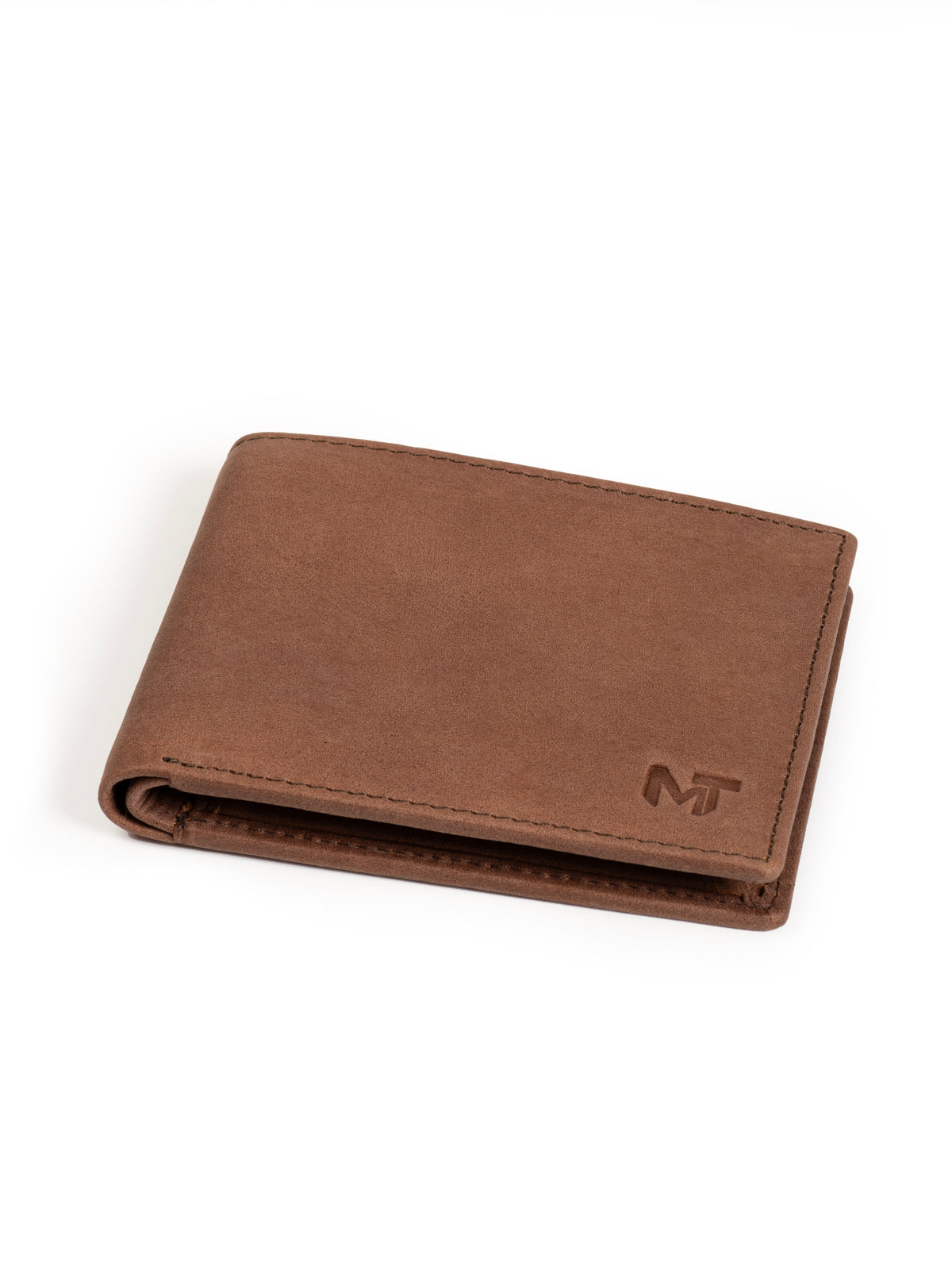 Matte tan brown leather slim wallet, view 2