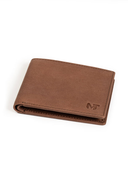 Matte tan brown leather slim wallet, view 2